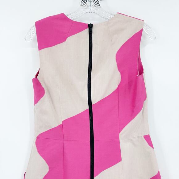 Milly Hot Pink Sand Wave Print Sleeveless Cotton Shift Dress Womens Size 6 - Picture 10 of 12